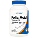 Dietary Supplement nutricost Folic Acid (Vitamin B9) Folate 1,000 mcg Strength Capsule 240 Per Bottle (Case of 2880)
