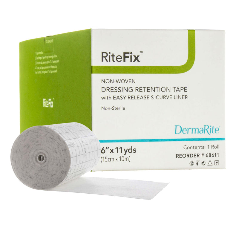 RiteFix Nonwoven Dressing Retention Tape, 6 Inch x 11 Yard, White (Box)