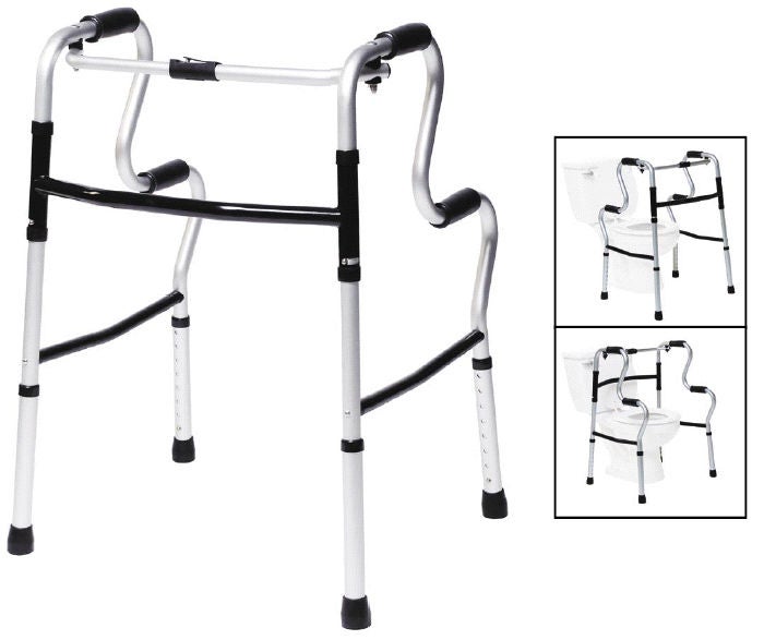 Rising Aid Single Release Folding Walker Adjustable Height Lumex UpRise Onyx Aluminum Frame 400 lbs. Weight Capacity 32 to 39 Inch Height (Case of 2)