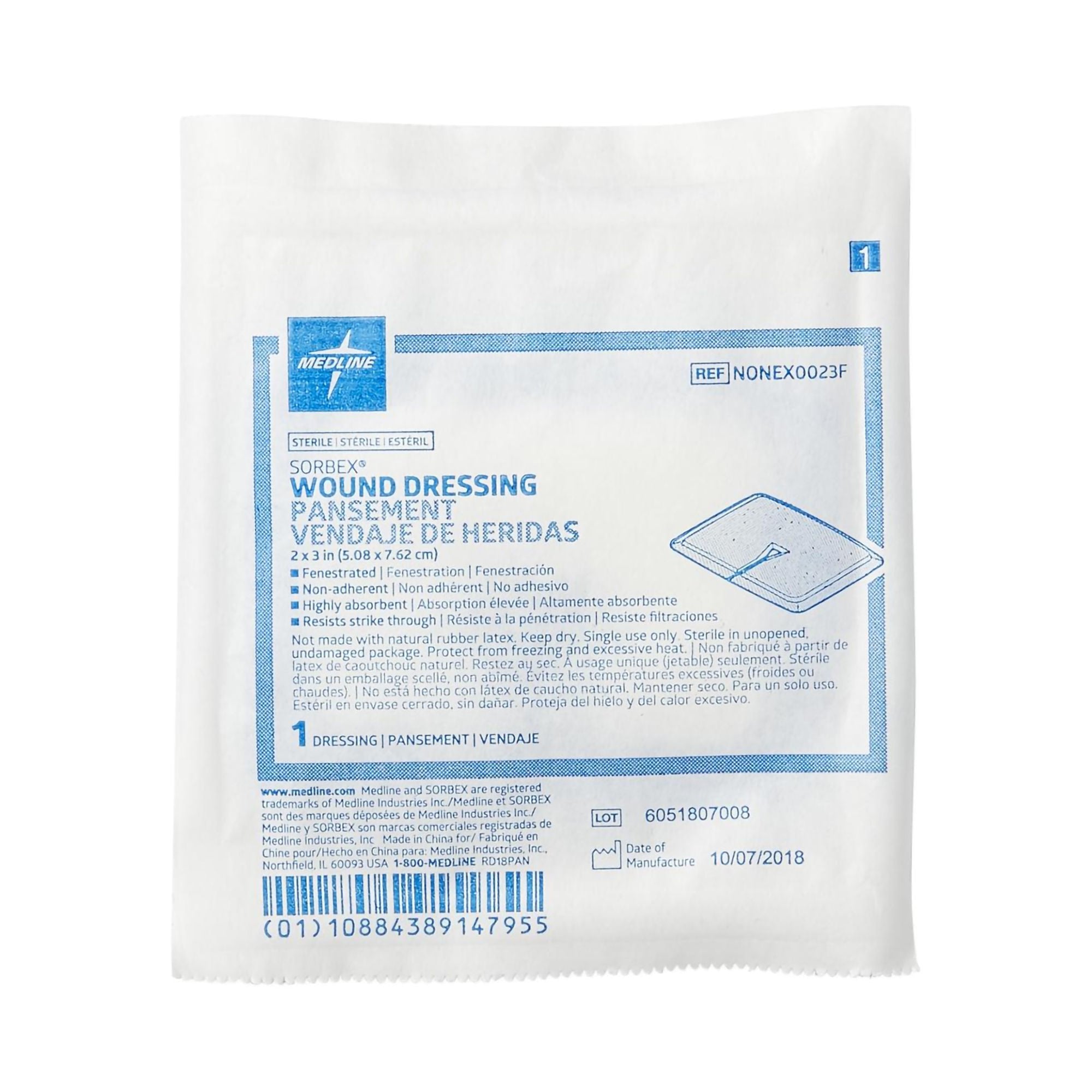 Sorbex Sterile Absorbent Dressing, 2 x 3 Inch (Case of 50)