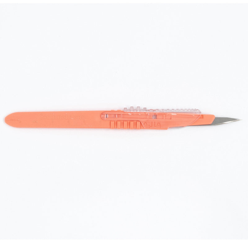 Safety Scalpel No. 11 Polymer Coated Stainless Steel / Plastic Classic Grip Handle Sterile Disposable 