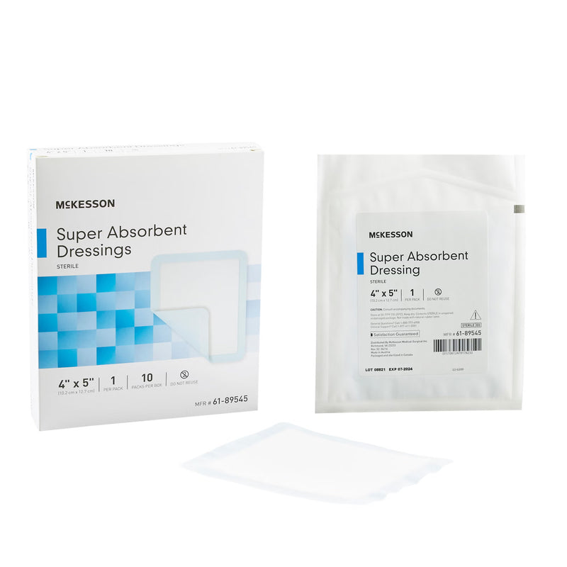 Super Absorbent Dressing McKesson 4 X 5 Inch Rectangle (Case)