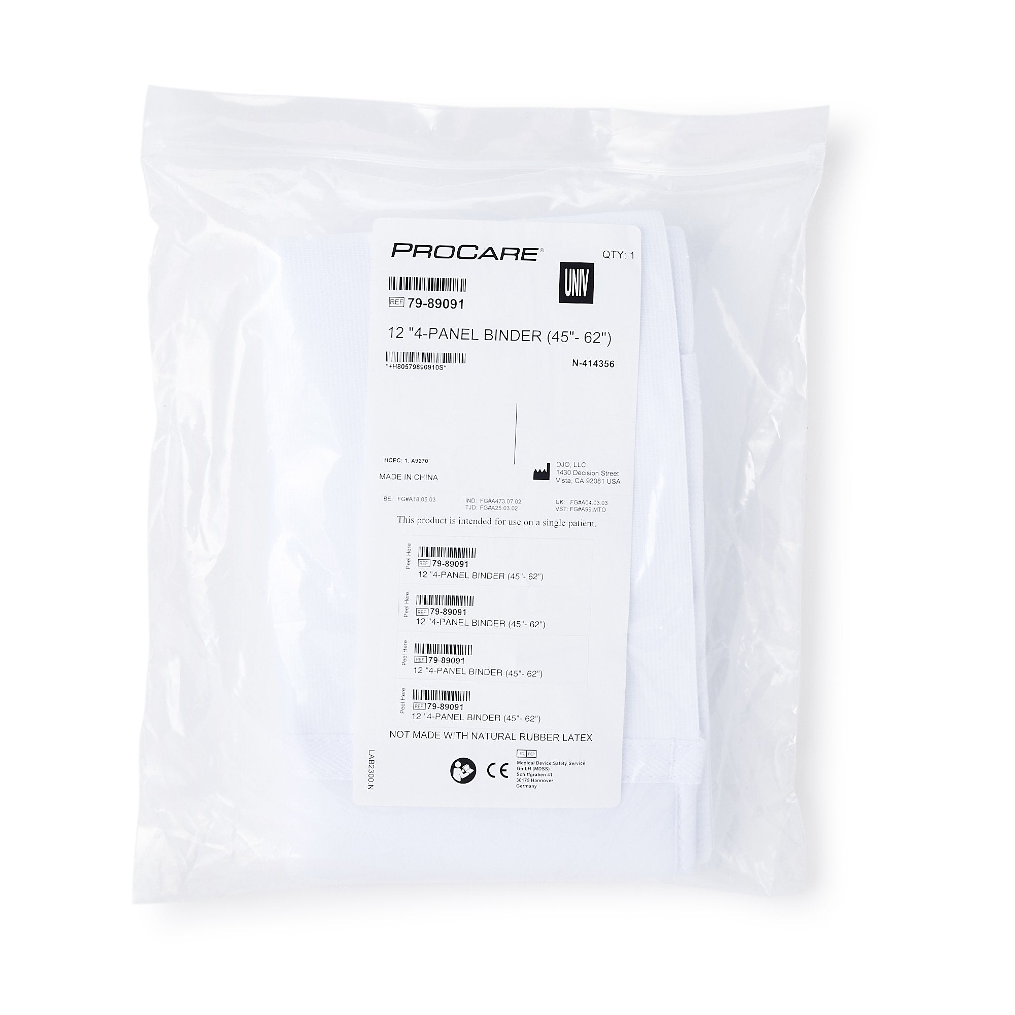 DJO Procare 4-Panel Abdominal Support, One Size Fits 45 - 62 Inch Waists 
