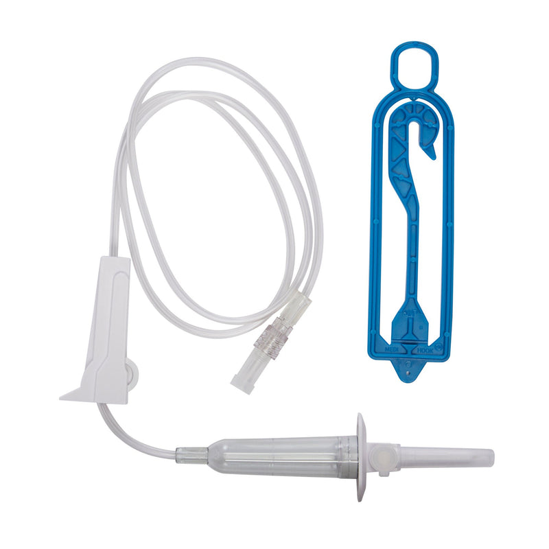 Primary IV Administration Set ICU Gravity 2 Ports 15 Drops / mL Drip Rate Without Filter 37 Inch Tubing Solution (Case of 50)