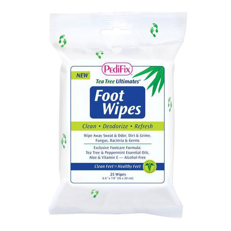 PediFix Tea Tree Oil, Peppermint, Aloe and Vitamin E Ultimates Foot Wipes (Pack of 25)
