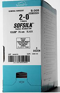 Nonabsorbable Suture with Needle Sofsilk Silk SS-14 1/4 Circle Spatula Needle Size 6-0 Braided