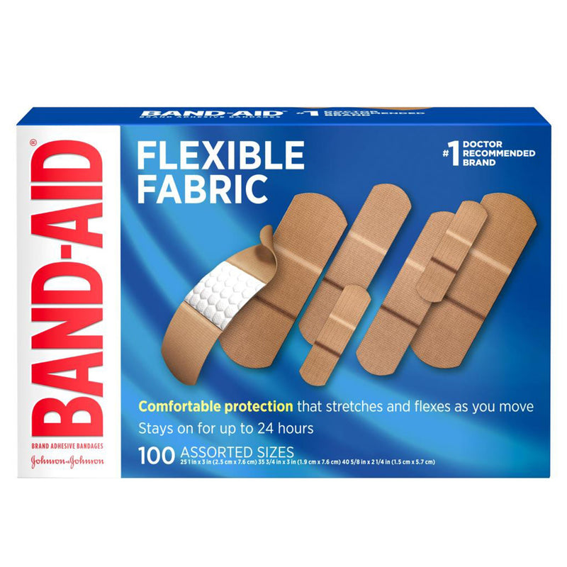 Band-Aid Flexible Fabric Adhesive Bandages Assorted Sizes (Box of 100)