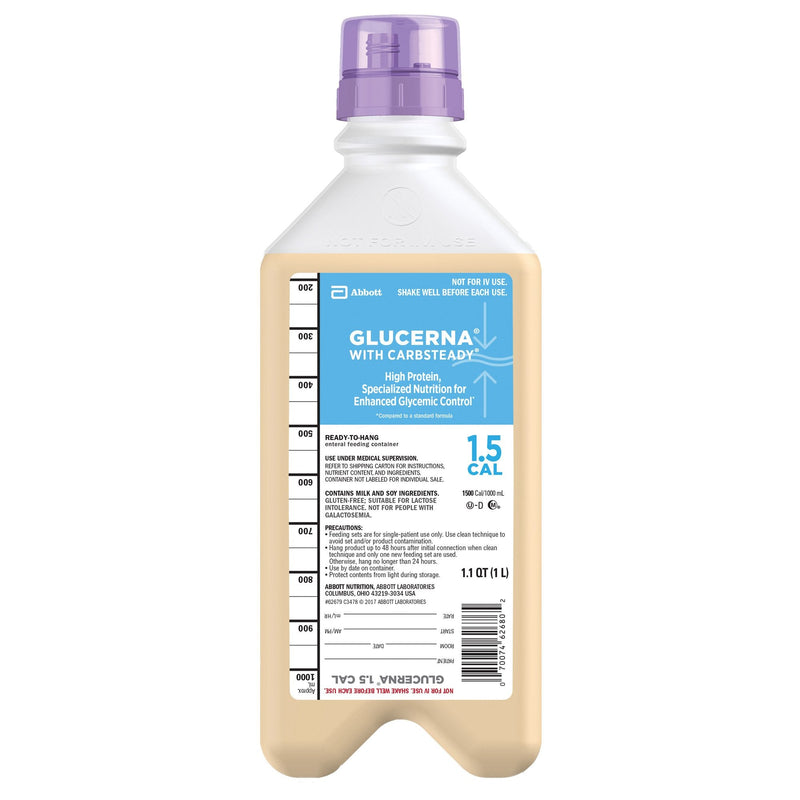 Glucerna with Carbsteady Tube Feeding Formula, 33.8 oz Ready to Hang Carton (Case of 8) 