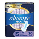 Always Maxi Extra Heavy Overnight Pads with Wings, Size 5 (Pack of 20)