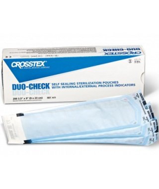 Sterilization Pouch Duo-Check Ethylene Oxide (EO) Gas / Steam 7-1/2 X 13 Inch White / Blue Heat Seal Paper / Film (1000/CS) 