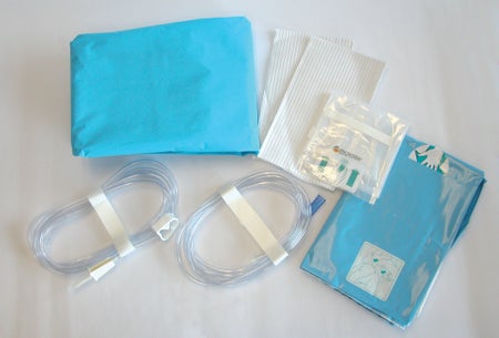BR Surgical Hysteroscopy Sterile Drape Kit, (5) per box, consisting of: tubing set, (drapes: under buttock, video, back table) OR towels 