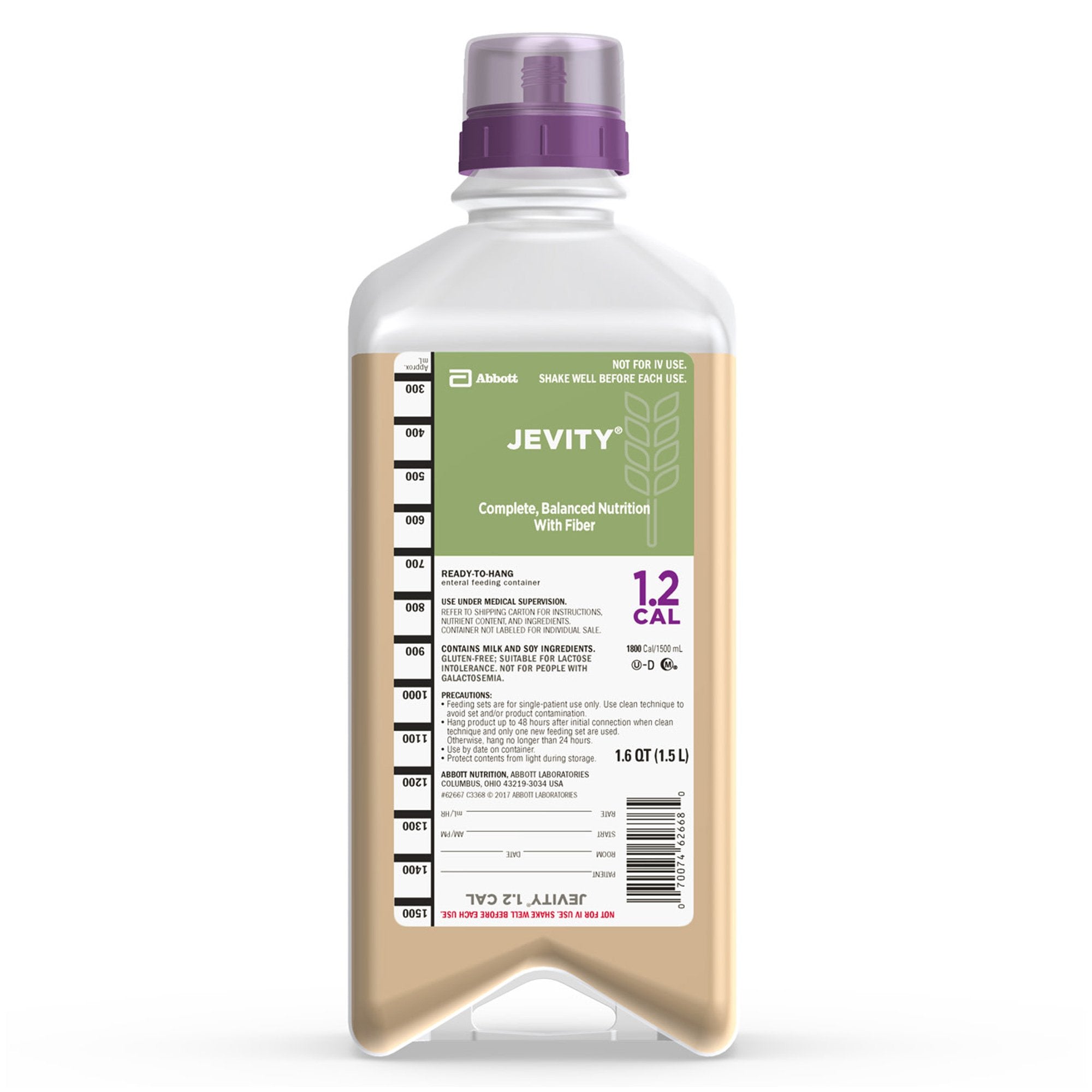 Abbott Nutrition Jevity 1.2 Cal Tube Feeding Formula, 1.5 Liter Carton (6/CS) 