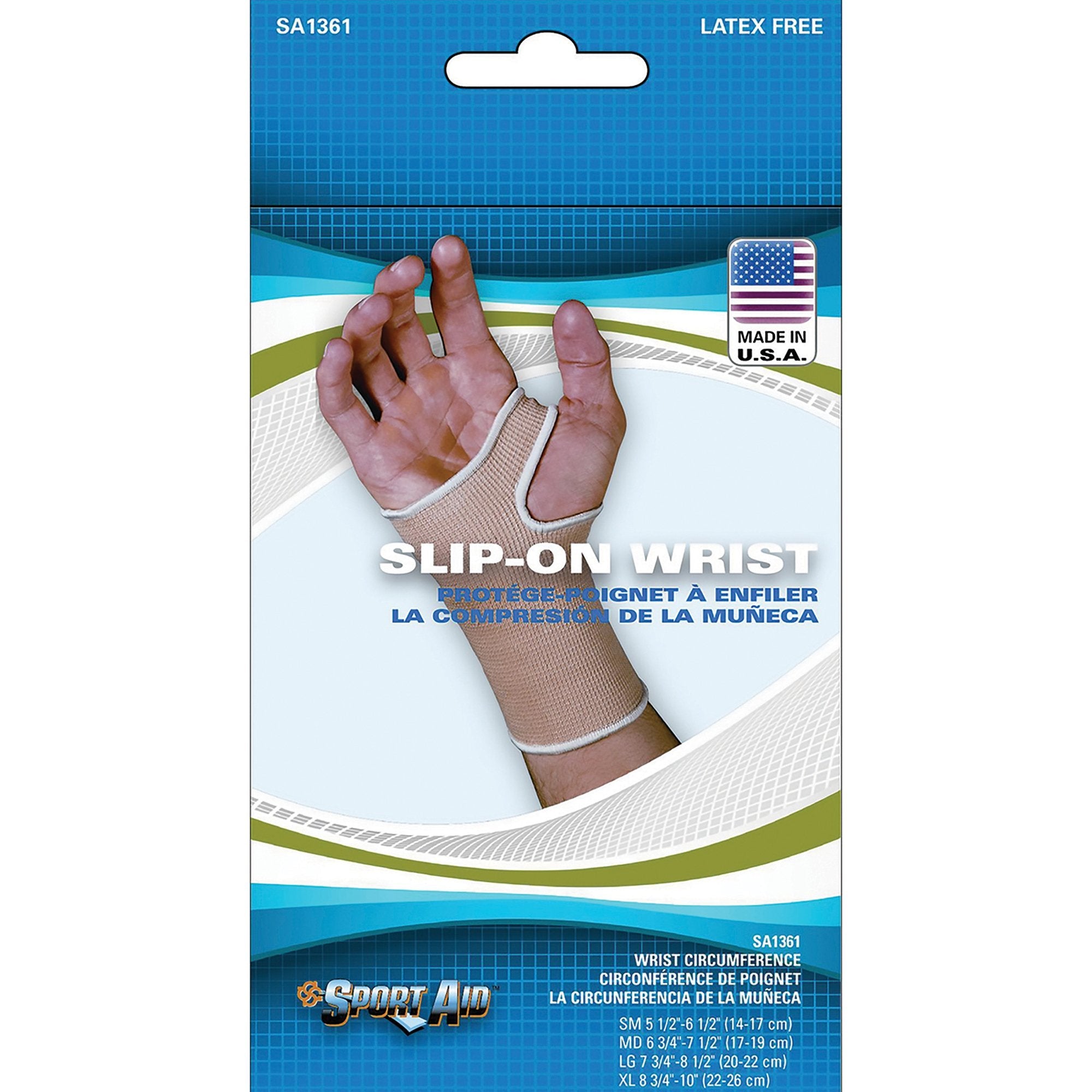 Wrist Support Sleeve Cotton Elastic Left or Right Hand Beige Medium 