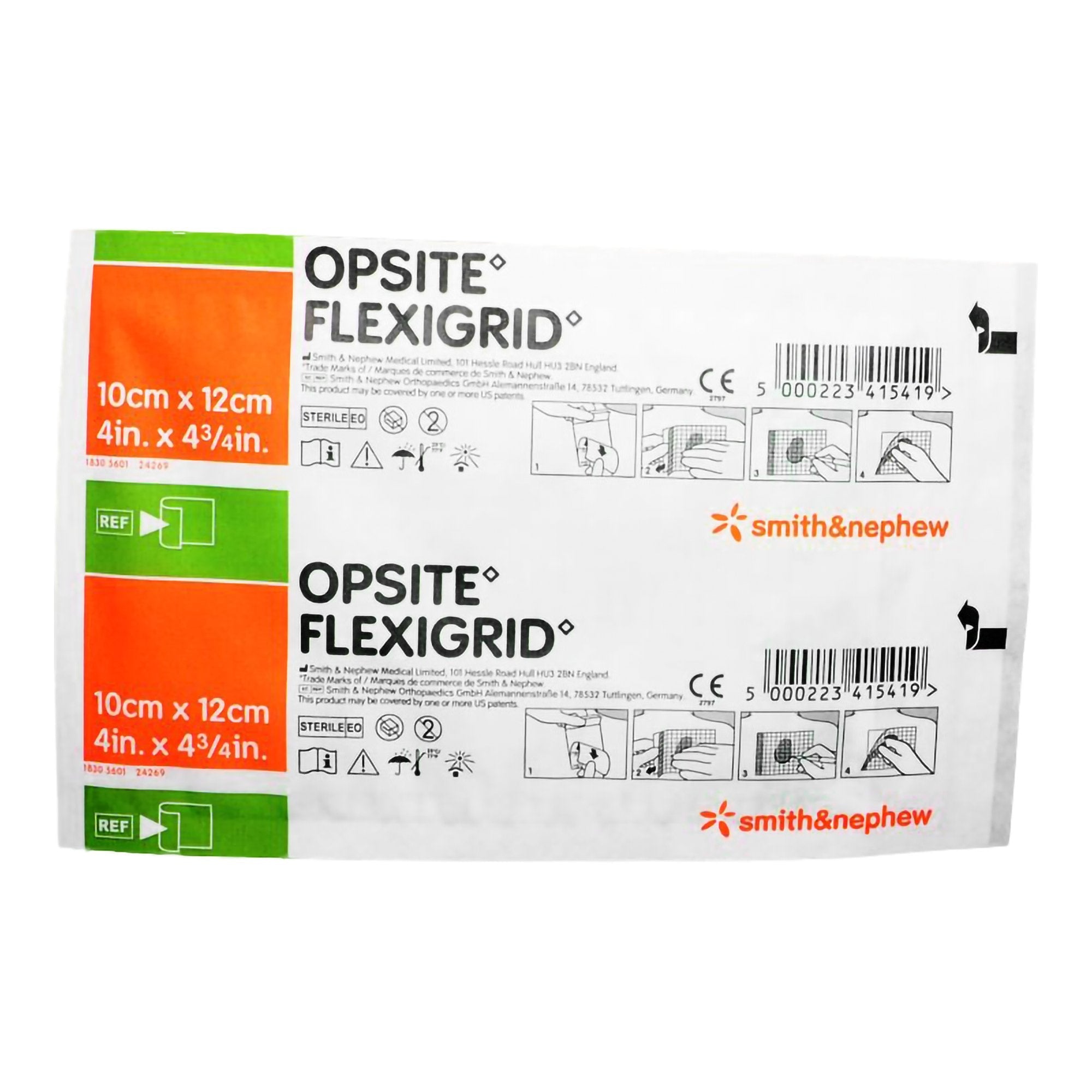 Transparent Film Dressing OpSite Flexigrid 4 X 4-3/4 Inch 2 Tab Delivery Rectangle Sterile 