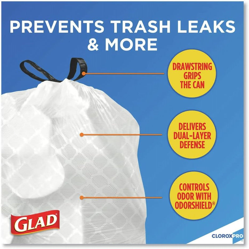 Trash Bag Glad 13 gal. 0.72 mil 12 X 24 Inch White Tall Kitchen Dispenser Box (4/CS)