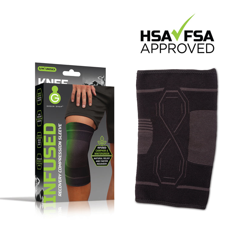 Green Drop Infused Compression Sleeve Knee Support, Small/Medium (48/CS)