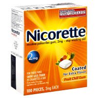 Nicorette Stop Smoking Aid Gum 2 mg Fruit Chill (Box)