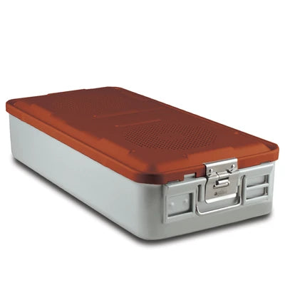 SklarLite Sterilization Container - Full-Size, Safe Lid, Non-Perforated Bottom, 23" x 11" x 5", Red - 10-4076