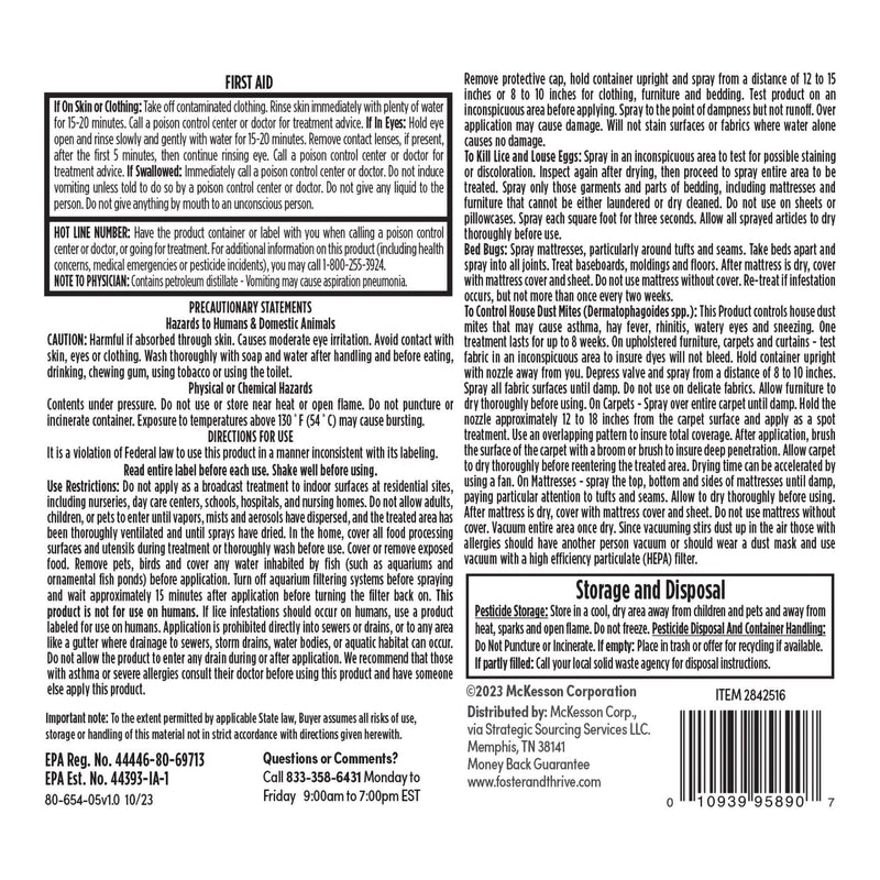 Foster & Thrive Lice, Bedbug, and Mite Furniture Spray, 5-ounce aerosol spray (Each)