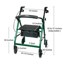 McKesson Brand McKesson Folding Aluminum Four-Wheel Rollator, Green 