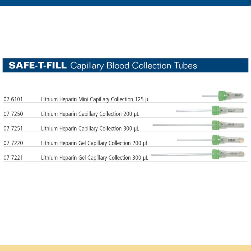 Safe-T-Fill Capillary Blood Collection Tube, 125 µL, 1.1 mm Diameter (500/CS)