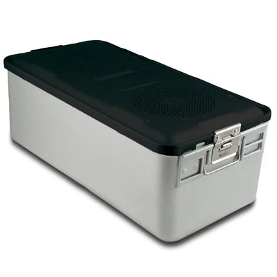 SklarLite Sterilization Container - Full-Size, Safe Lid, Perforated Bottom, 23" x 11" x 8", Black - 10-4190 