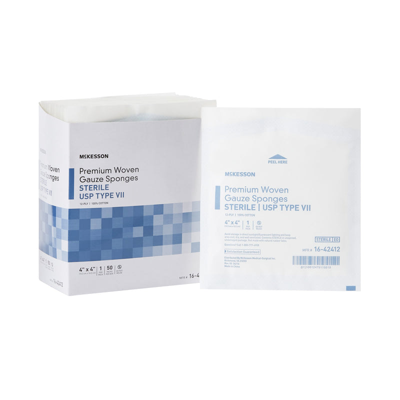 McKesson Sterile USP Type VII Gauze Sponge, 4 x 4 Inch, 12-Ply (Case of 1200)