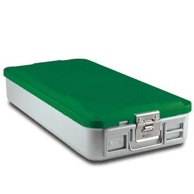 SklarLite Sterilization Container - Full-Size, Standard Lid, Perforated Bottom, 23" x 11" x 4", Green - 10-4020 