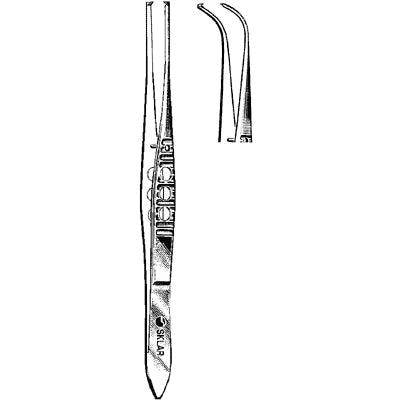 Sklar LiteGrip Iris Tissue Forceps - 4", Full-Curved, 1x2 Teeth - 66-3742 