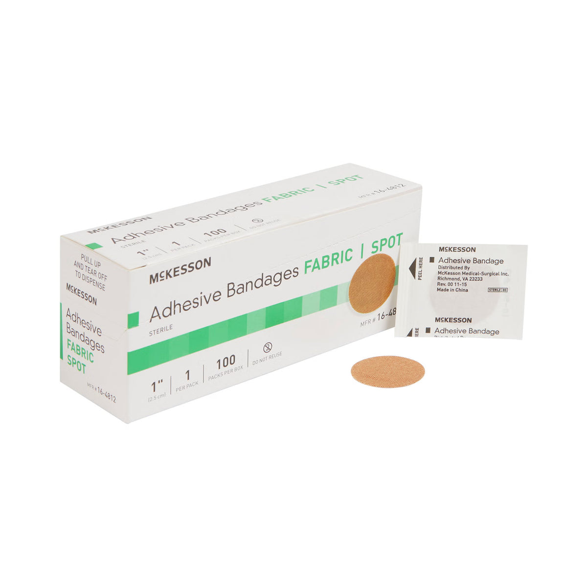 McKesson Round Tan Adhesive Spot Bandage, 1 Inch (Case of 2400)