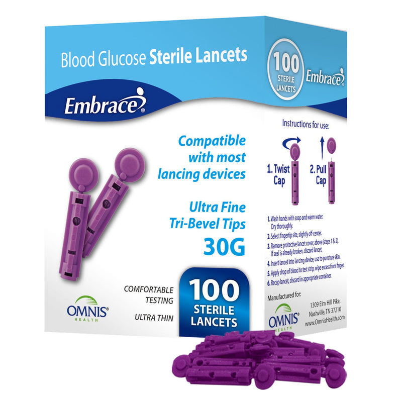 Embrace Safety Lancets, 30 Gauge (Case of 5000)