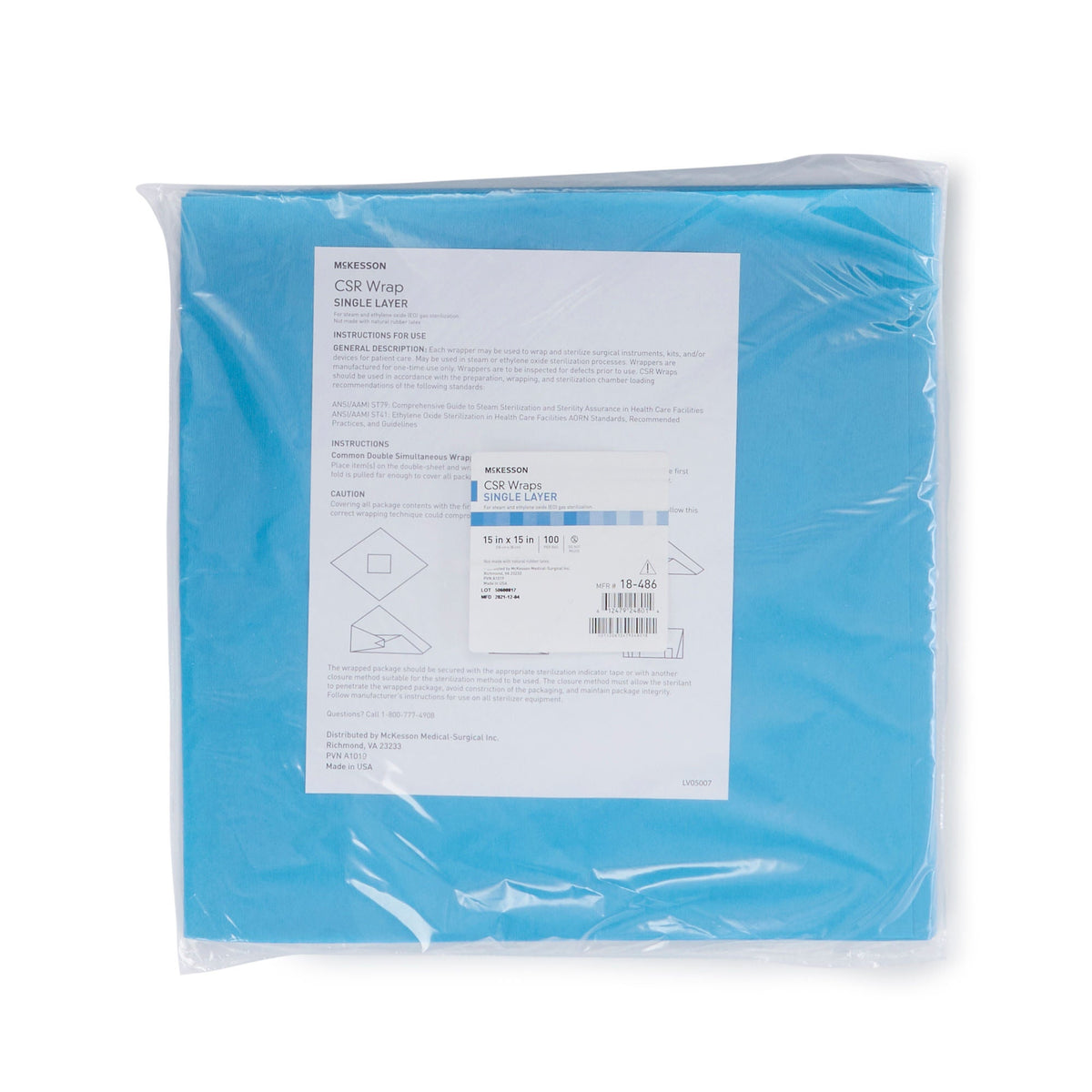 McKesson Single Layer Sterilization Wrap, 15 x 15 Inch (Case of 1000)