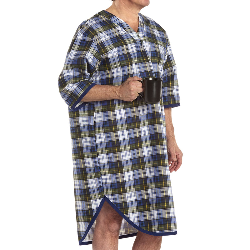 Snap Wrap Patient Exam Gown, Blue Plaid Print (Each)
