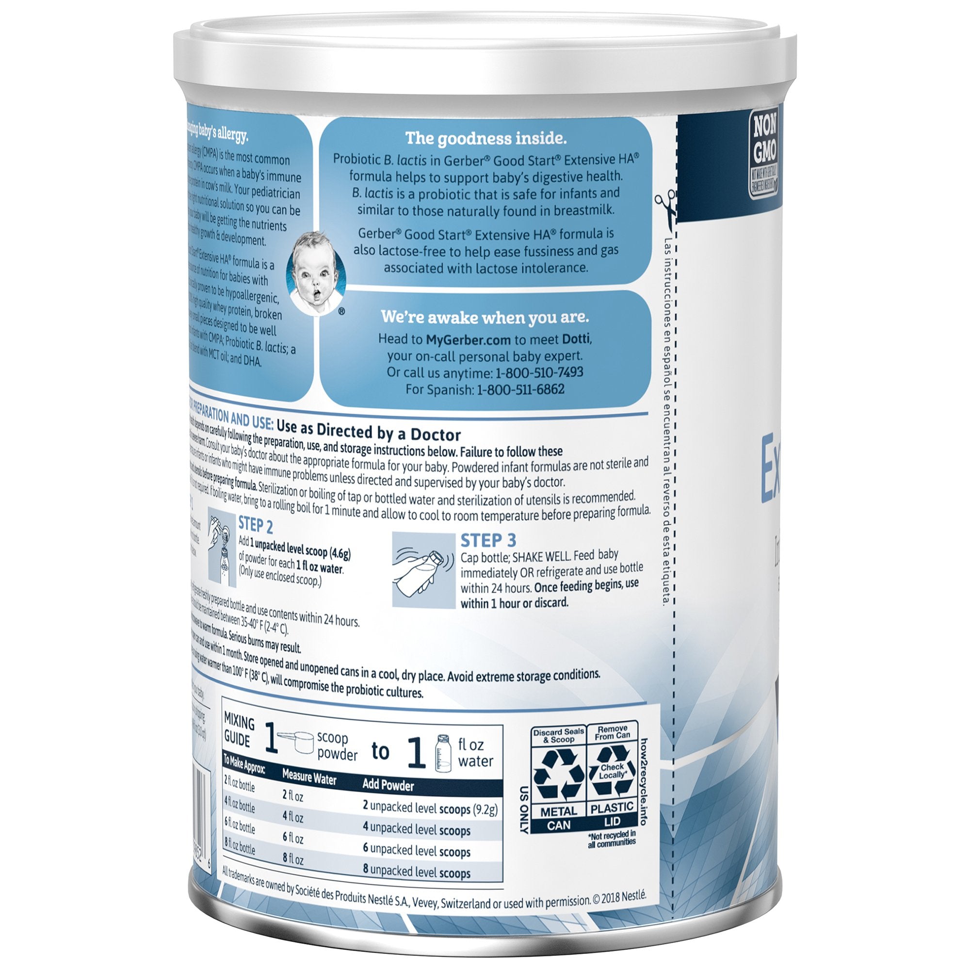Nestle Healthcare Nutrition Gerber Extensive HA Powder Infant Formula, 14.1-ounce can (6/CS) 