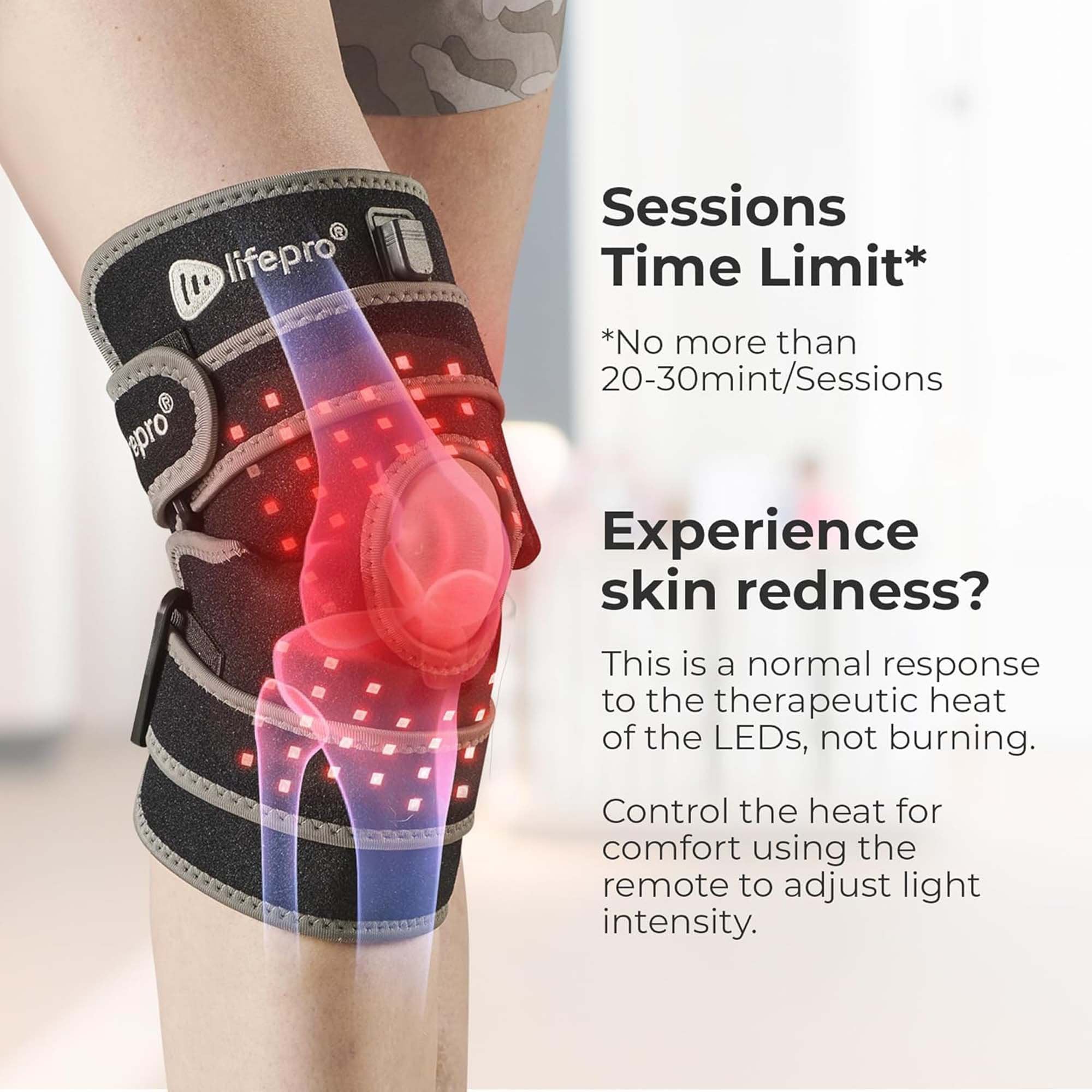 Lifepro Fitness LLC Light Therapy Knee Brace BioRecover One Size Fits Most Hook and Loop 
