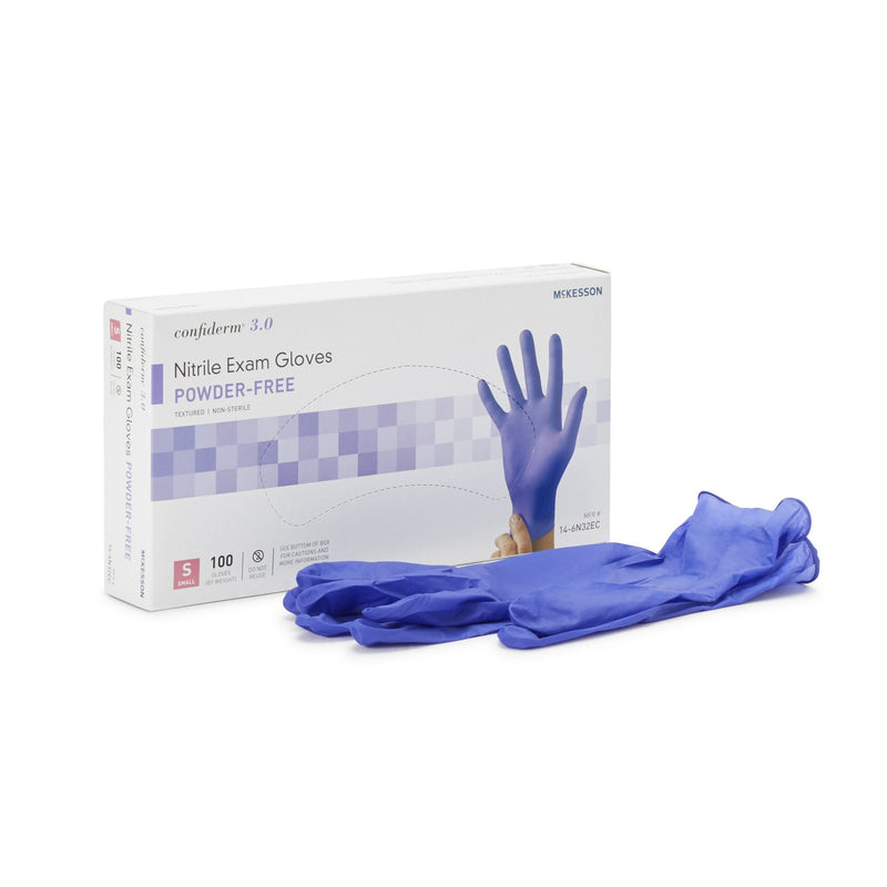 McKesson Brand McKesson Confiderm 3.0 Nitrile Exam Glove, Small, Blue (1000/CS) 