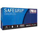 Microflex Medical SafeGrip Latex Extended Cuff Length Exam Glove, Large, Blue (500/CS) 