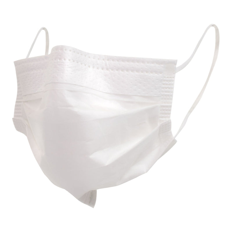 McKesson Procedure Mask, Pleated with Earloops, One Size Fits Most, White (Case of 500)