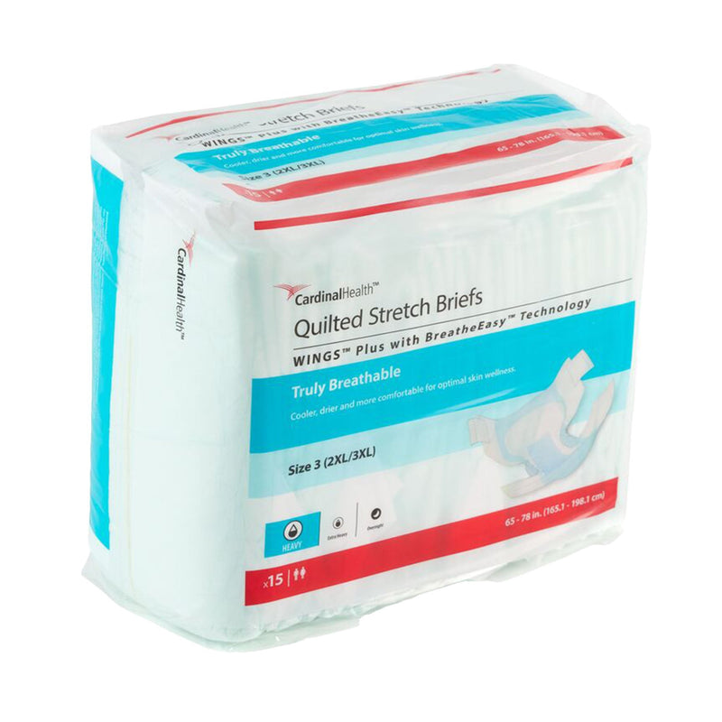 Incontinence Brief Wings Plus Adult Size 3 / X-Large Unisex Disposable Heavy Absorbency (60/CS)
