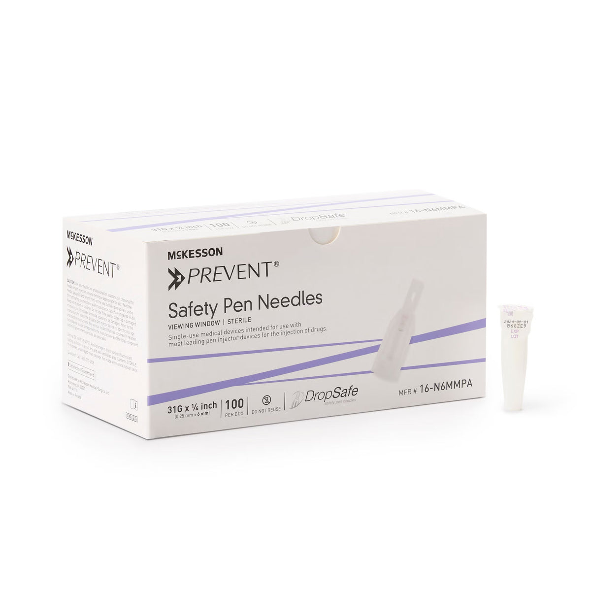 McKesson Prevent Safety Insulin Pen Needle, 31 Gauge, 6 mm Length (Case of 2000)