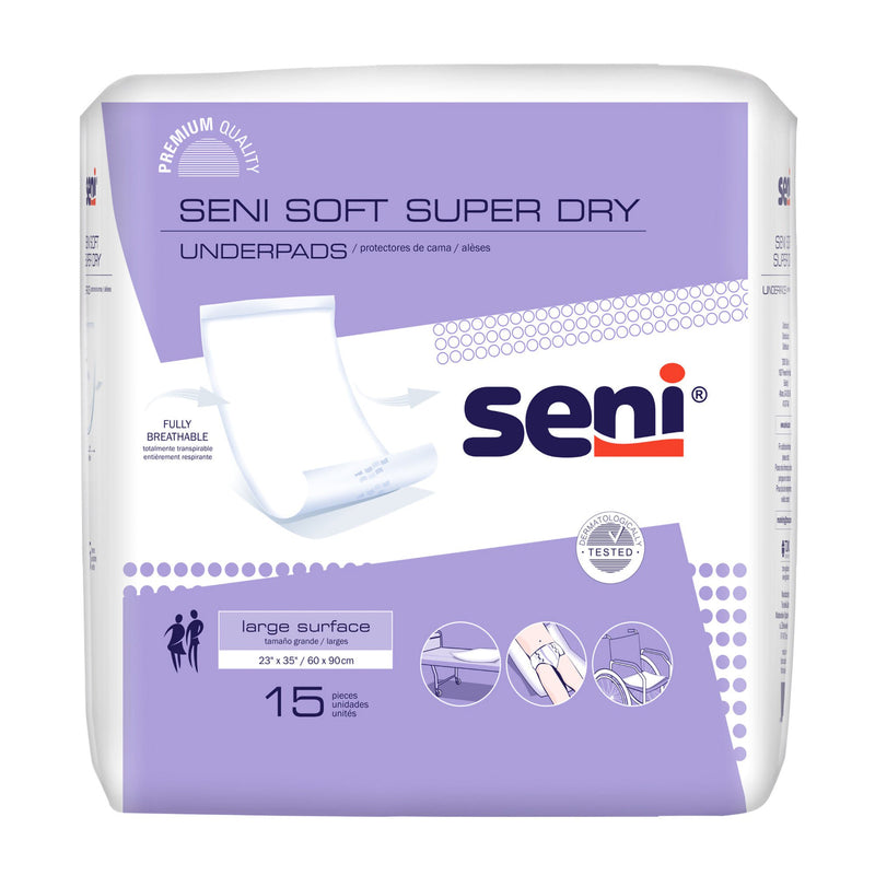 Seni Soft Super Dry Underpads, Level 3 Absorbency (Case of 60)