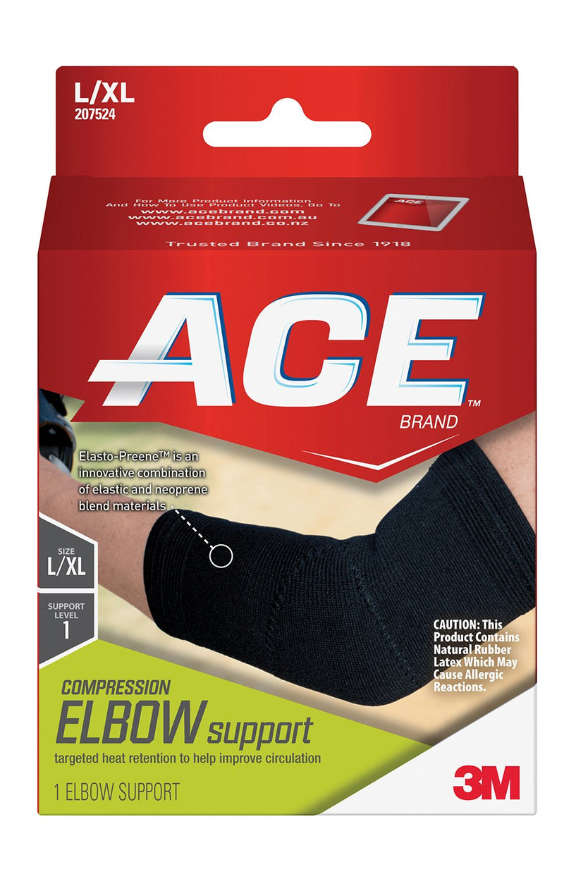 3M Company 3M Ace Elbow Support, Left or Right Elbow, Large/X-Large, Black (12/BX) 
