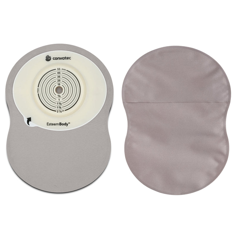 Ostomy Pouch Esteem Body One-Piece System 9 Inch Length Convex, Trim To Fit 10 to 45 mm Stoma Closed End (Box of 30)