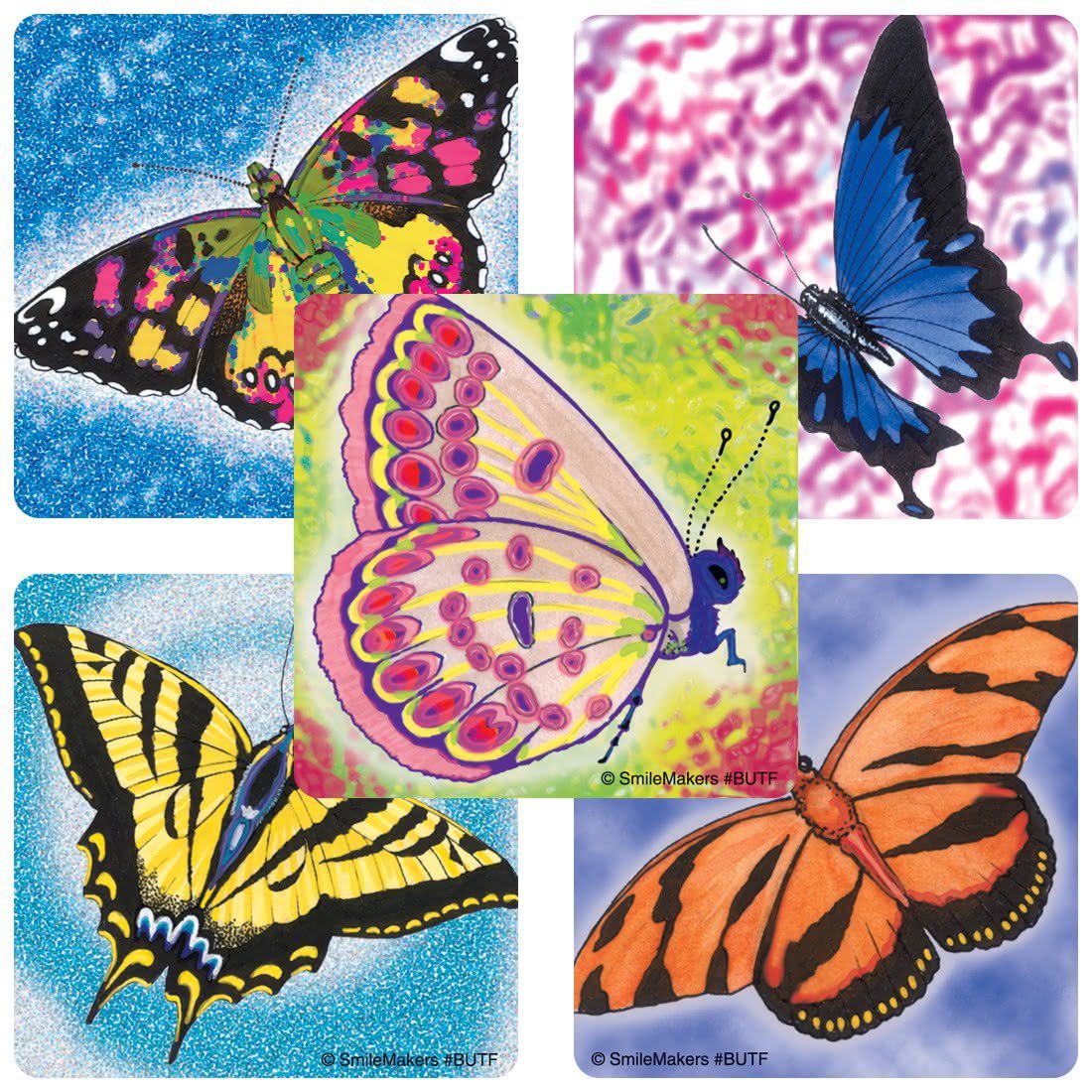 SmileMakers Sticker SmileMakers 100 per Box Butterflies 2-1/2 X 2-1/2 Inch (100/BX) 
