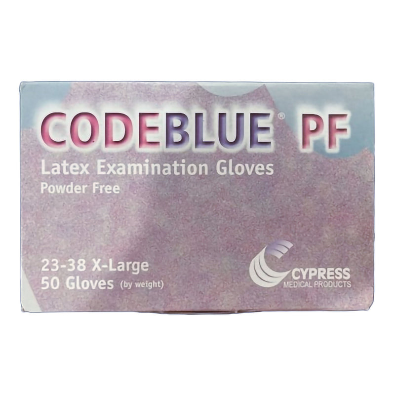 CodeBlue PF Latex Extended Cuff Length Exam Glove, Extra Large, Blue (Case of 500)