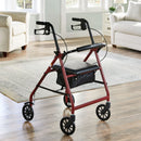 McKesson Brand McKesson Folding Aluminum Four-Wheel Rollator, Red 