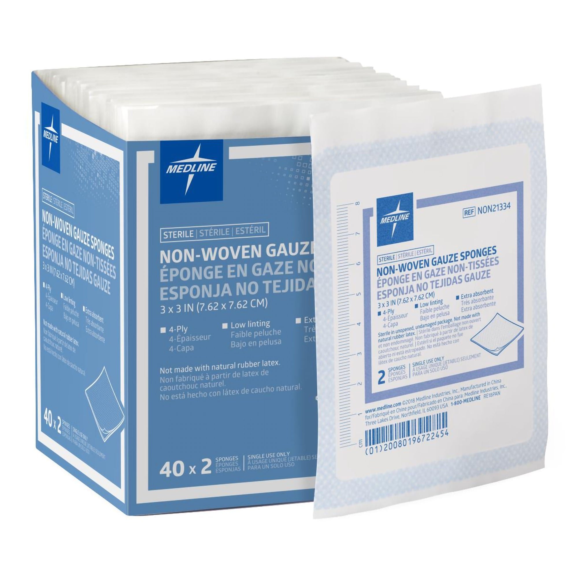 Nonwoven Sponge Avant Gauze 3 X 3 Inch 4-Ply Sterile 2 per Pack (Case of 1200)