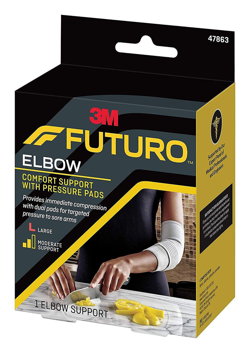 3M Futuro Comfort Elbow Support, Pressure Pads, Breathable, Elastic, Large (12/CS)