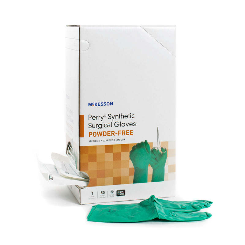 McKesson Perry Performance Plus Polychloroprene Surgical Glove, Size 5.5, Green (Case of 4 Boxes)