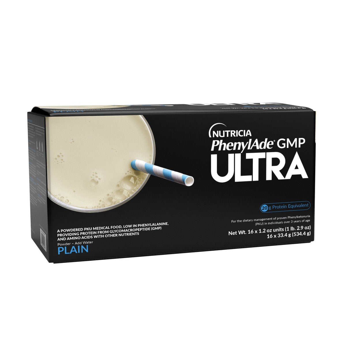 Oral Supplement PhenylAde GMP ULTRA Plain Flavor Powder 1.2 oz. Individual Packet (Case of 16)